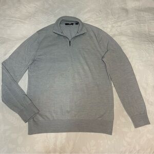 Charles Tyrwhitt London 1/4 Zip Pullover Men Lg Light Blue Merino Wool Sweater